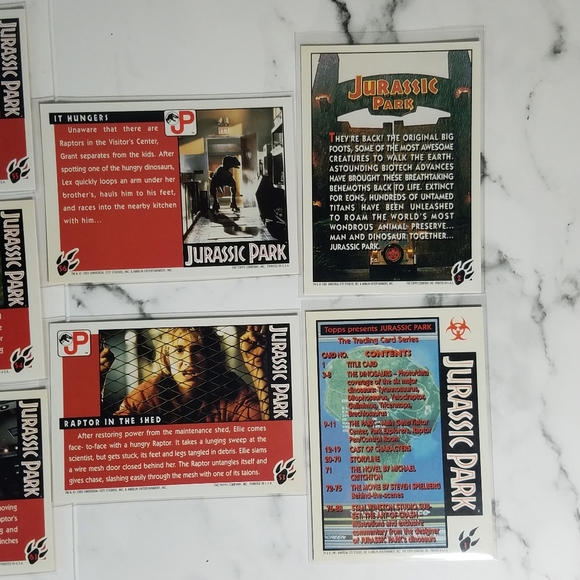 Vintage JP Topps Trading Cards Lot of 10 Jurassic Park Movie Cards Lot #14 - Picture 6 of 10